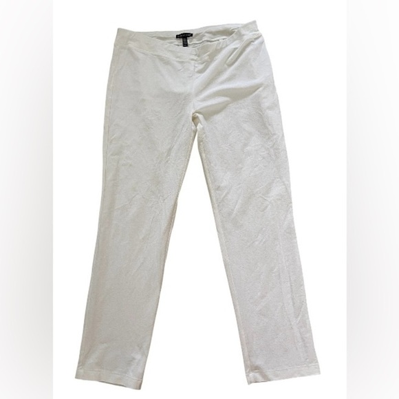 Eileen Fisher Washable Strech Crepe white pull up pants size M - Picture 2 of 6